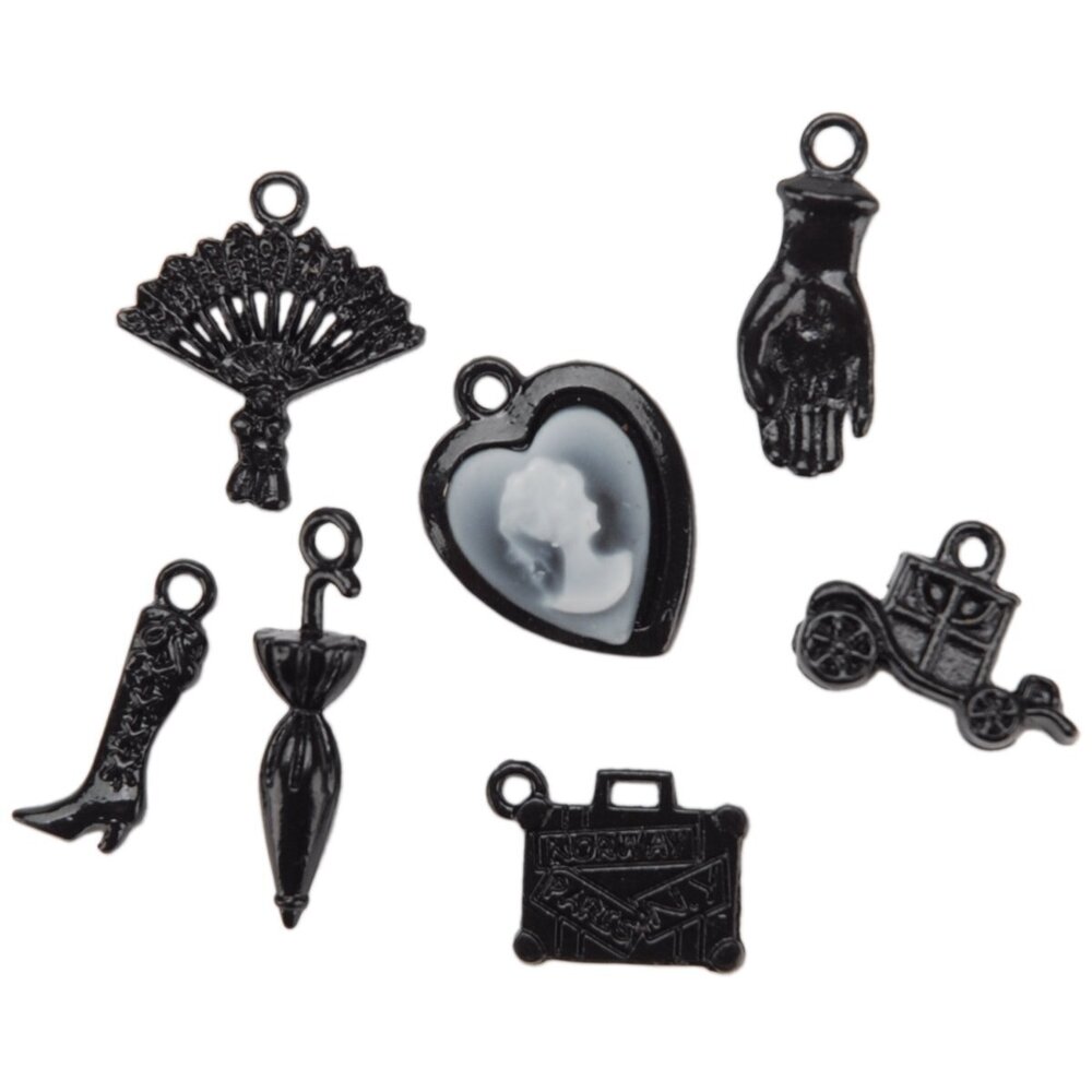 2113 Blue Moon Madame Delphine-Feets Metal Charms Travel Cameo Black